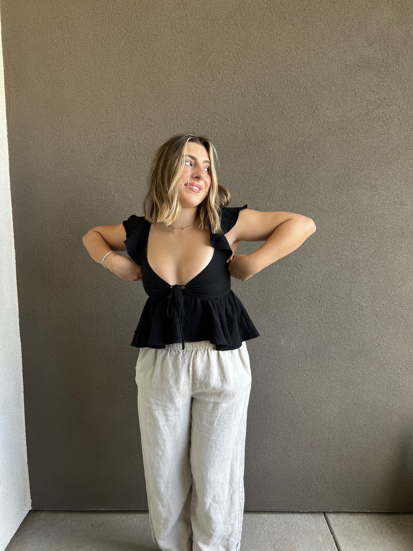 Black Fluttery Blouse (XS)