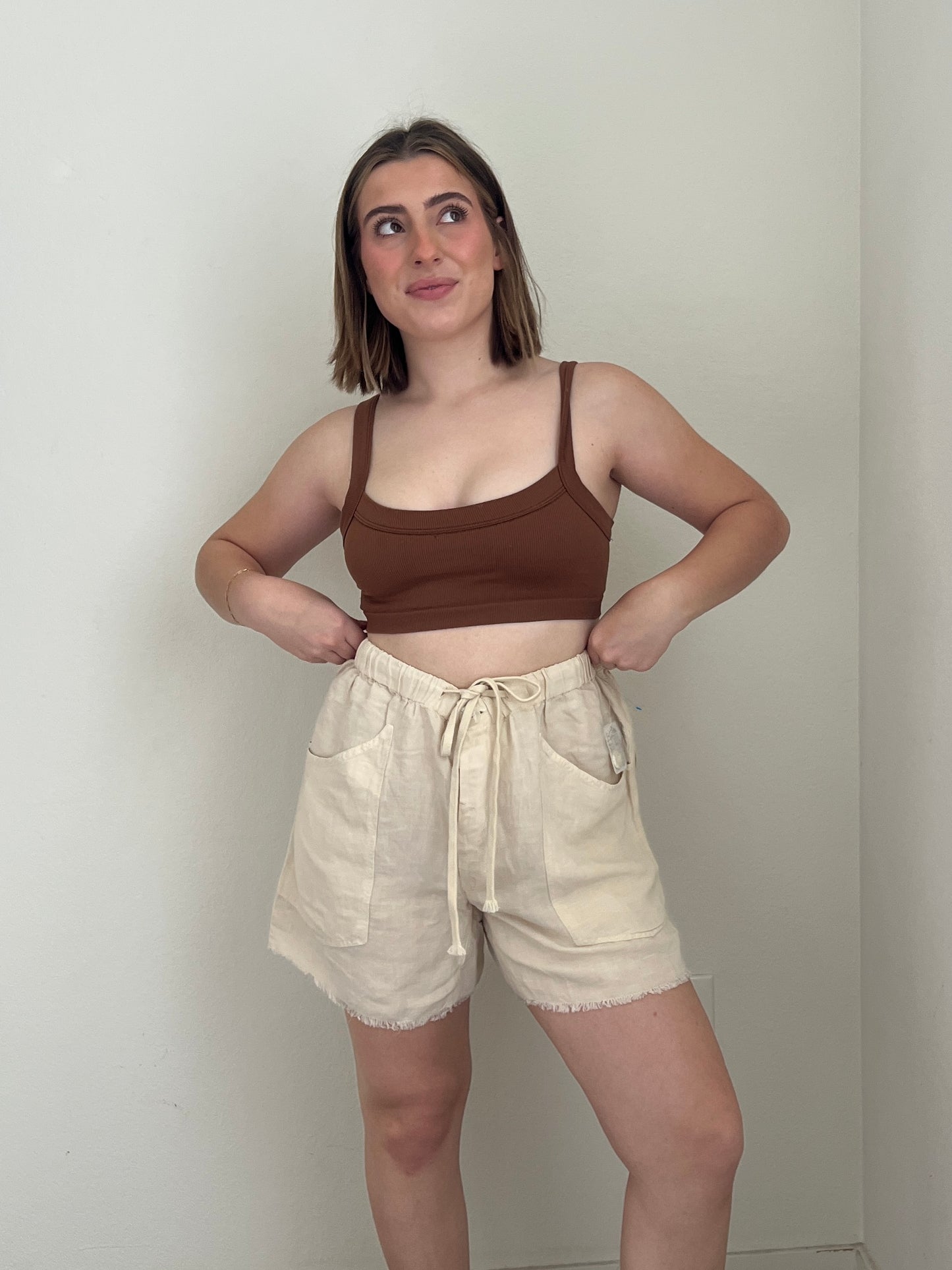 Free People Linen Blend Shorts (M)