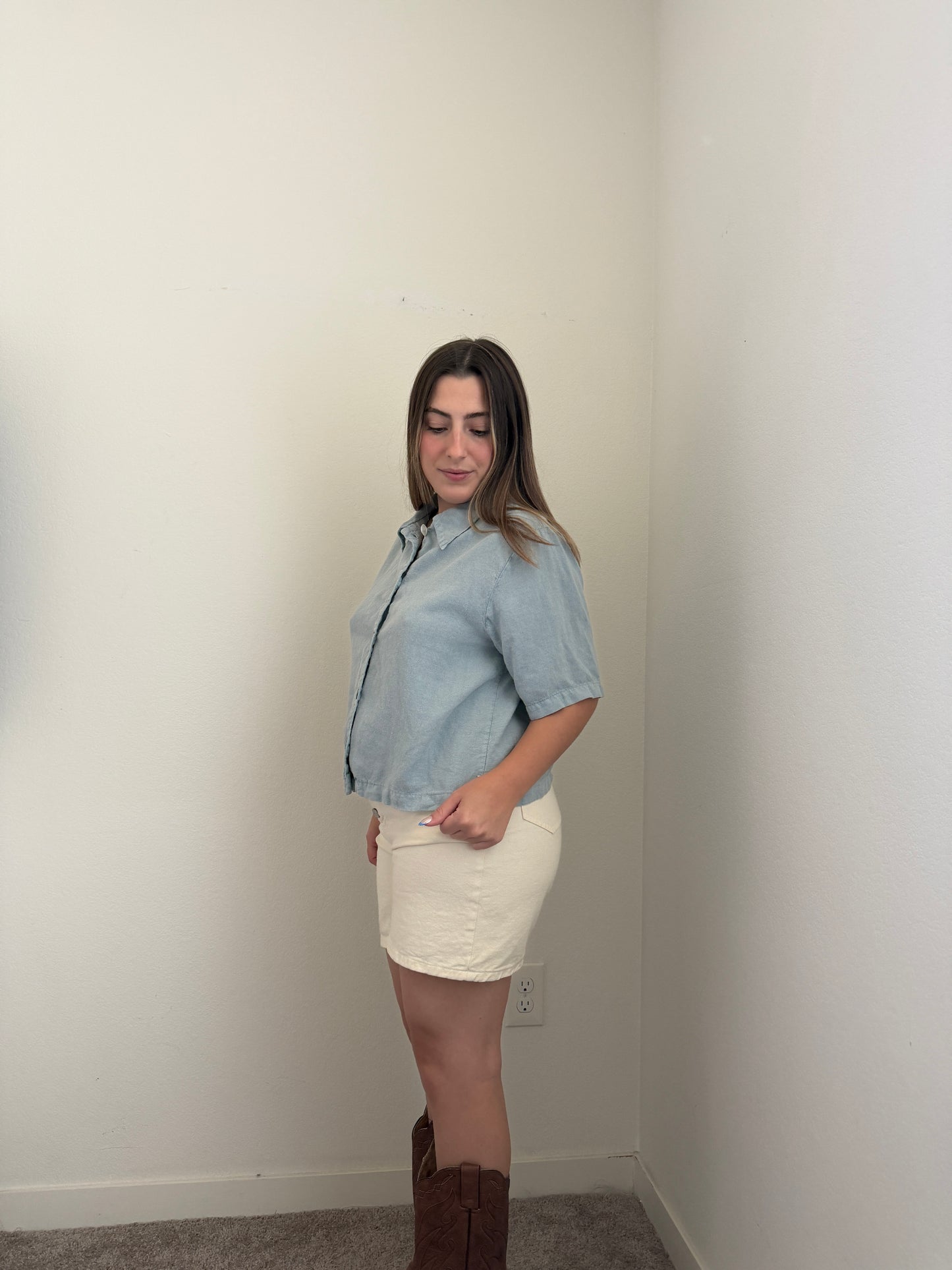 Sky Flax Blend Shirt (S)