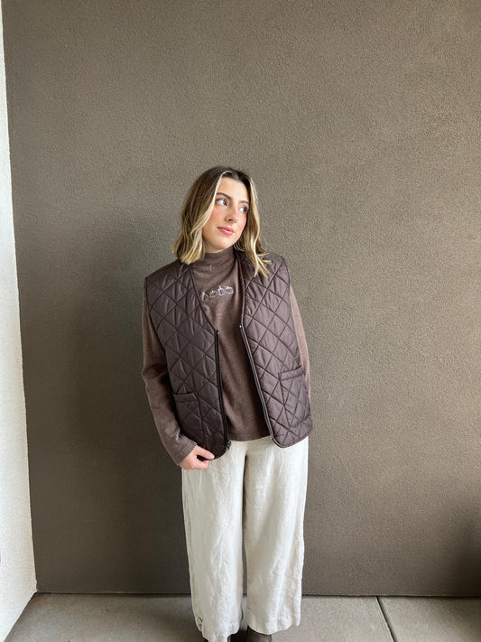Chocolate Quilted Vest (L)