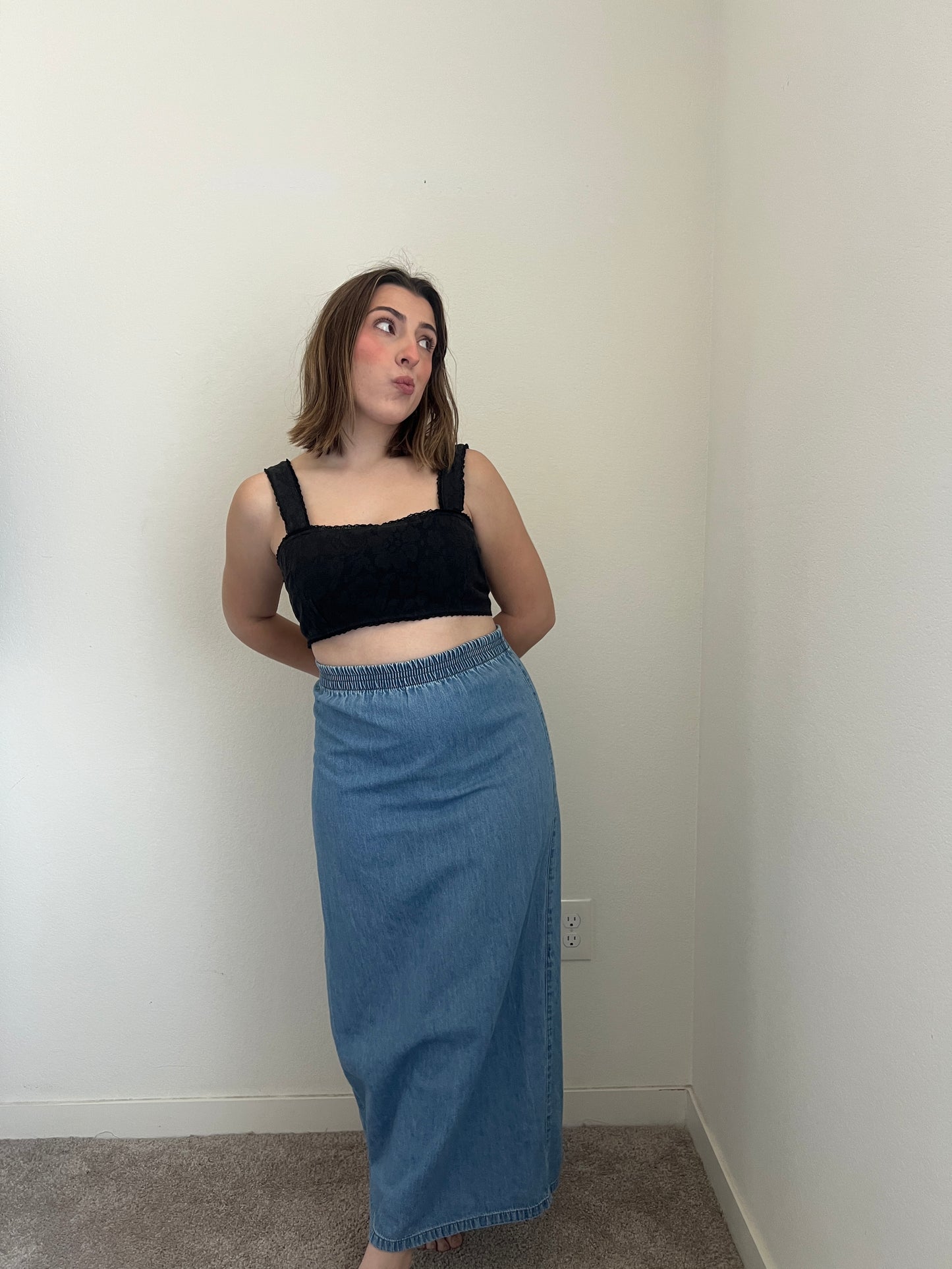 Denim Maxi Skirt (S)