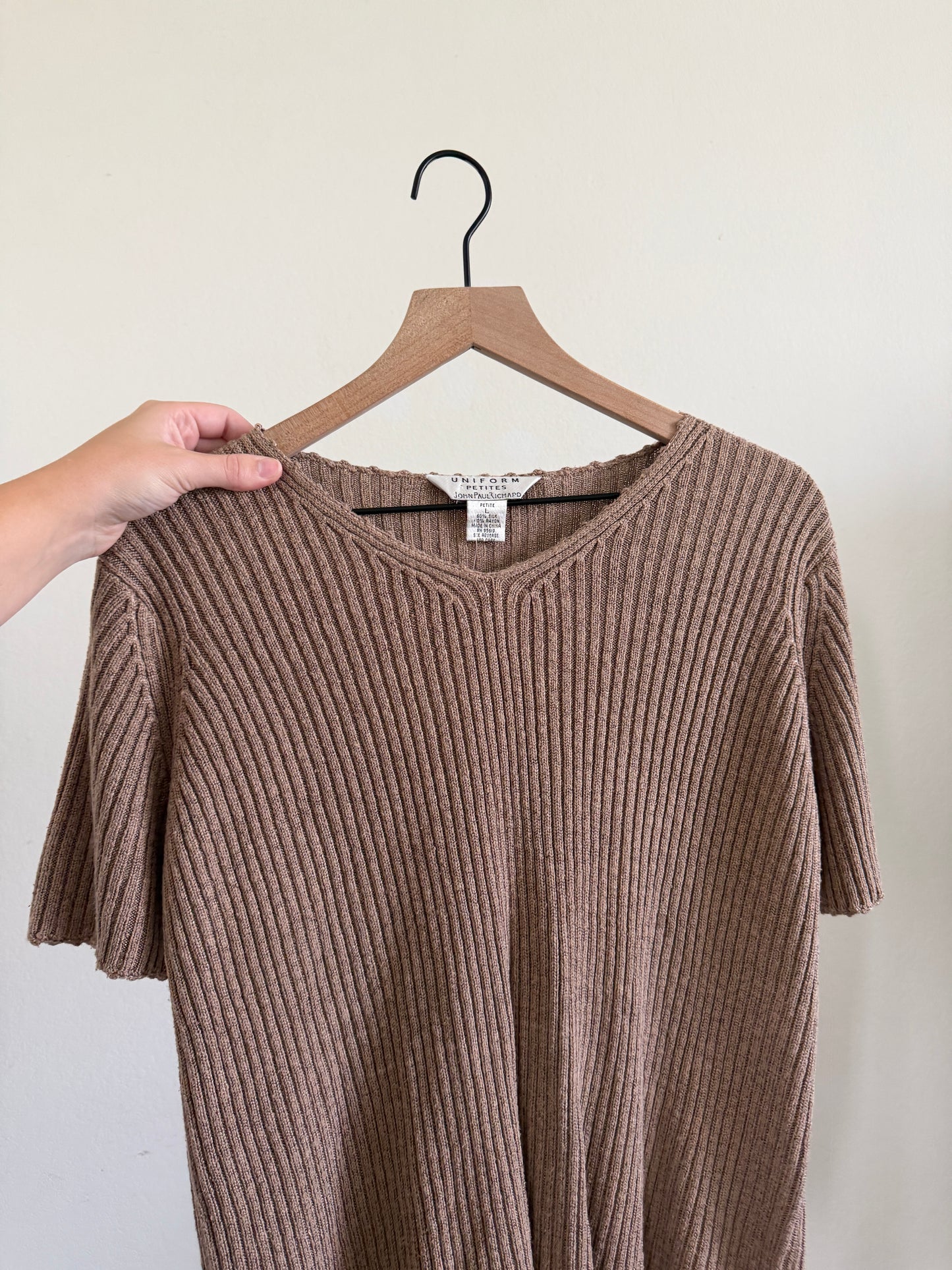 Brown Ribbed Top (L)