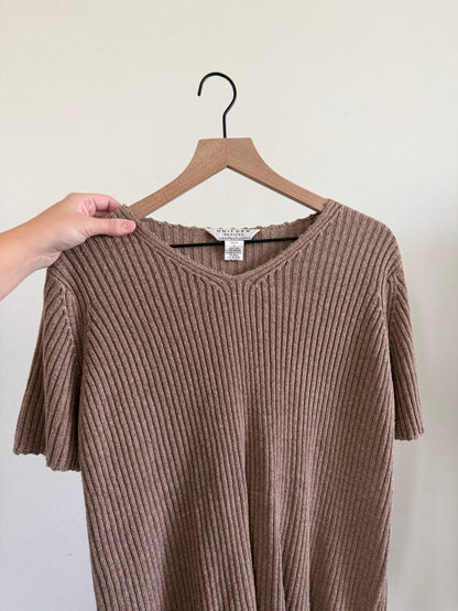 Brown Ribbed Top (L)
