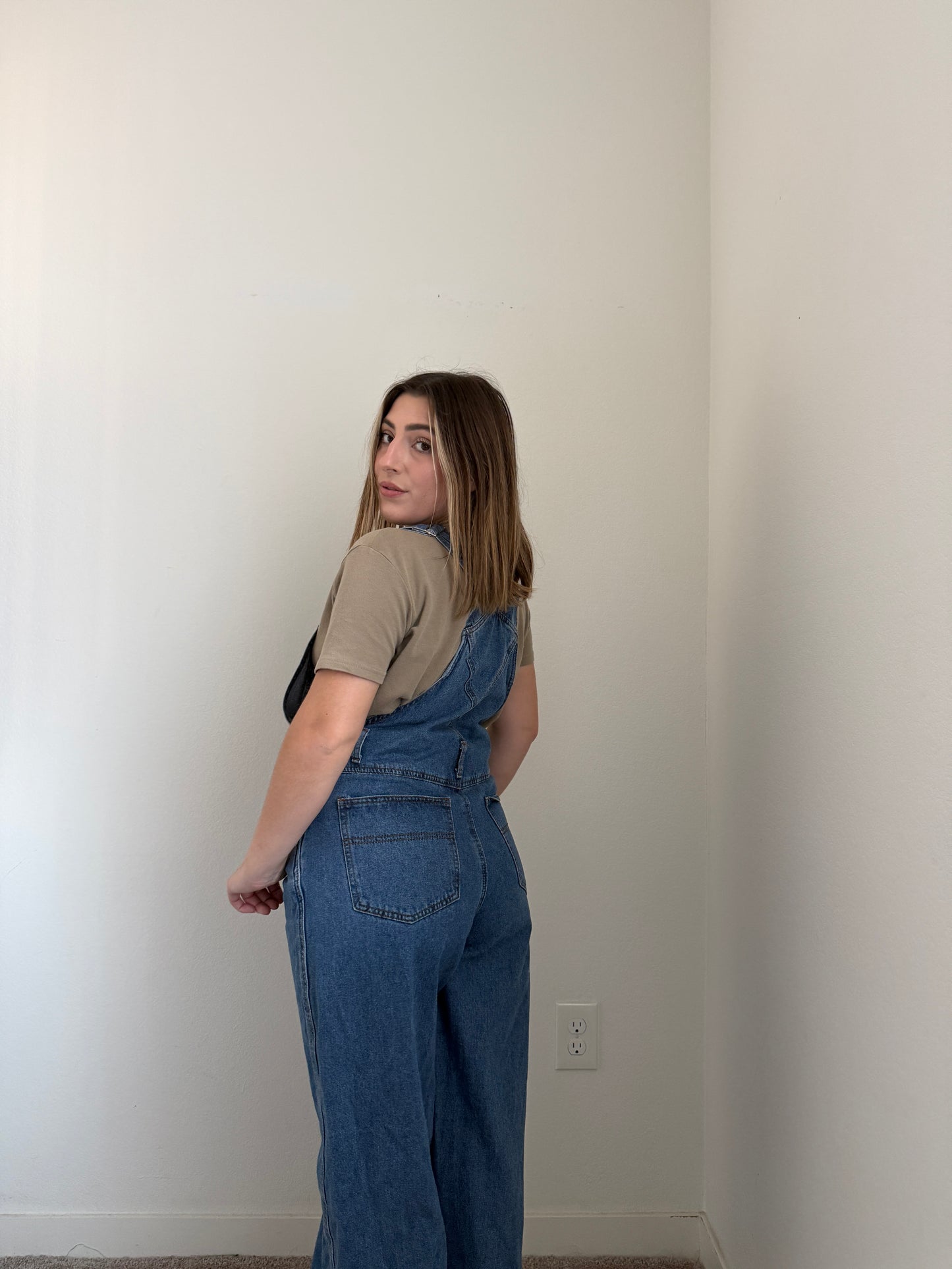Denim Straight Leg Overalls (M)