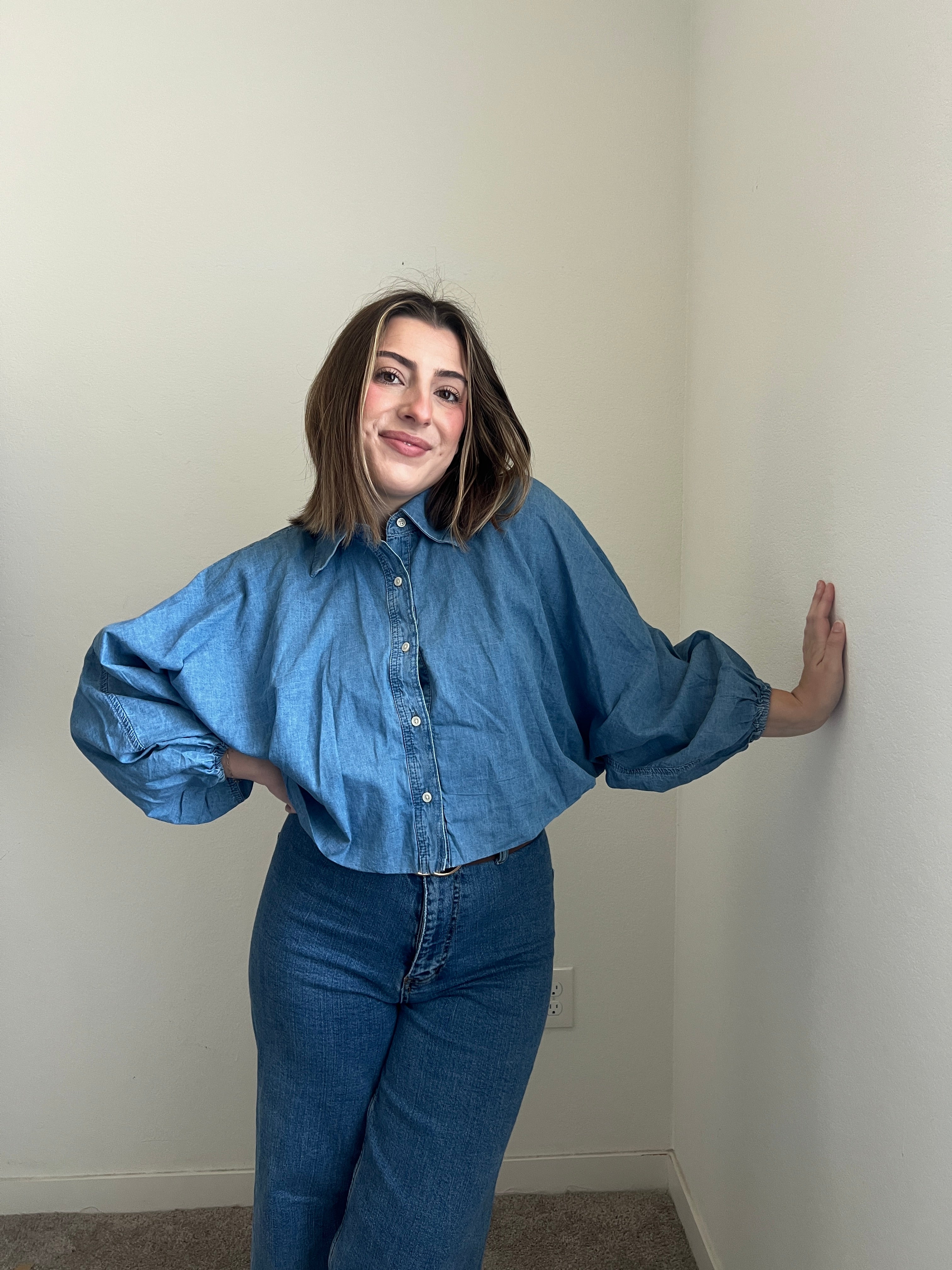 BR Denim Cropped Shirt (XS)