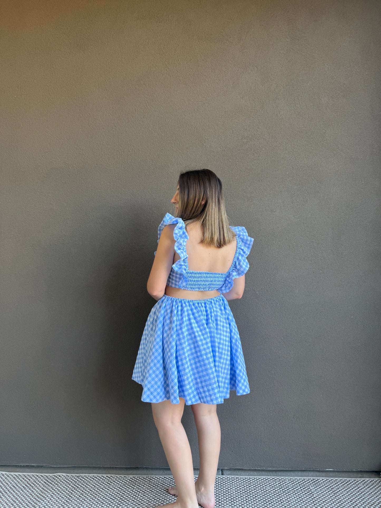 Blue Gingham Dress (L)