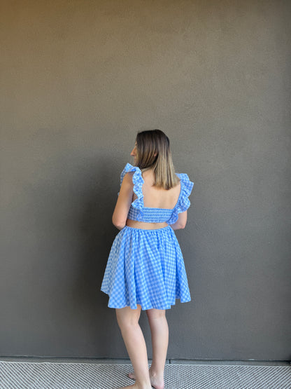 Blue Gingham Dress (L)