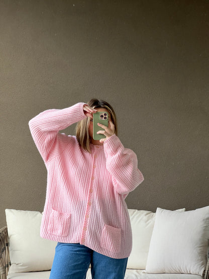Pink Knit Cardigan (XL)