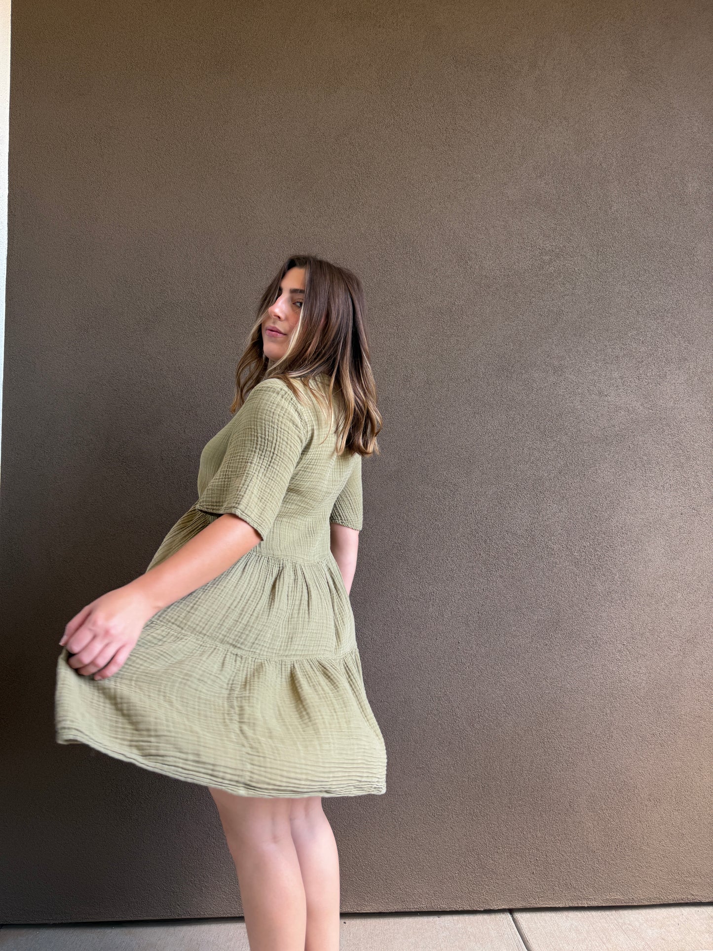 Anthro Gauzey Green Dress (XS)