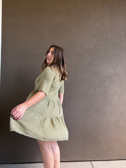 Anthro Gauzey Green Dress (XS)