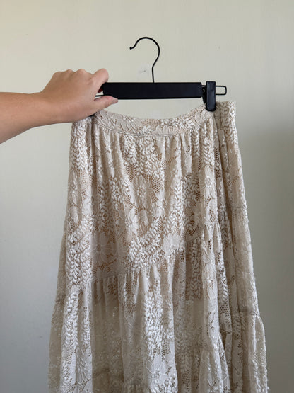 Beige Floral Maxi Skirt (S)