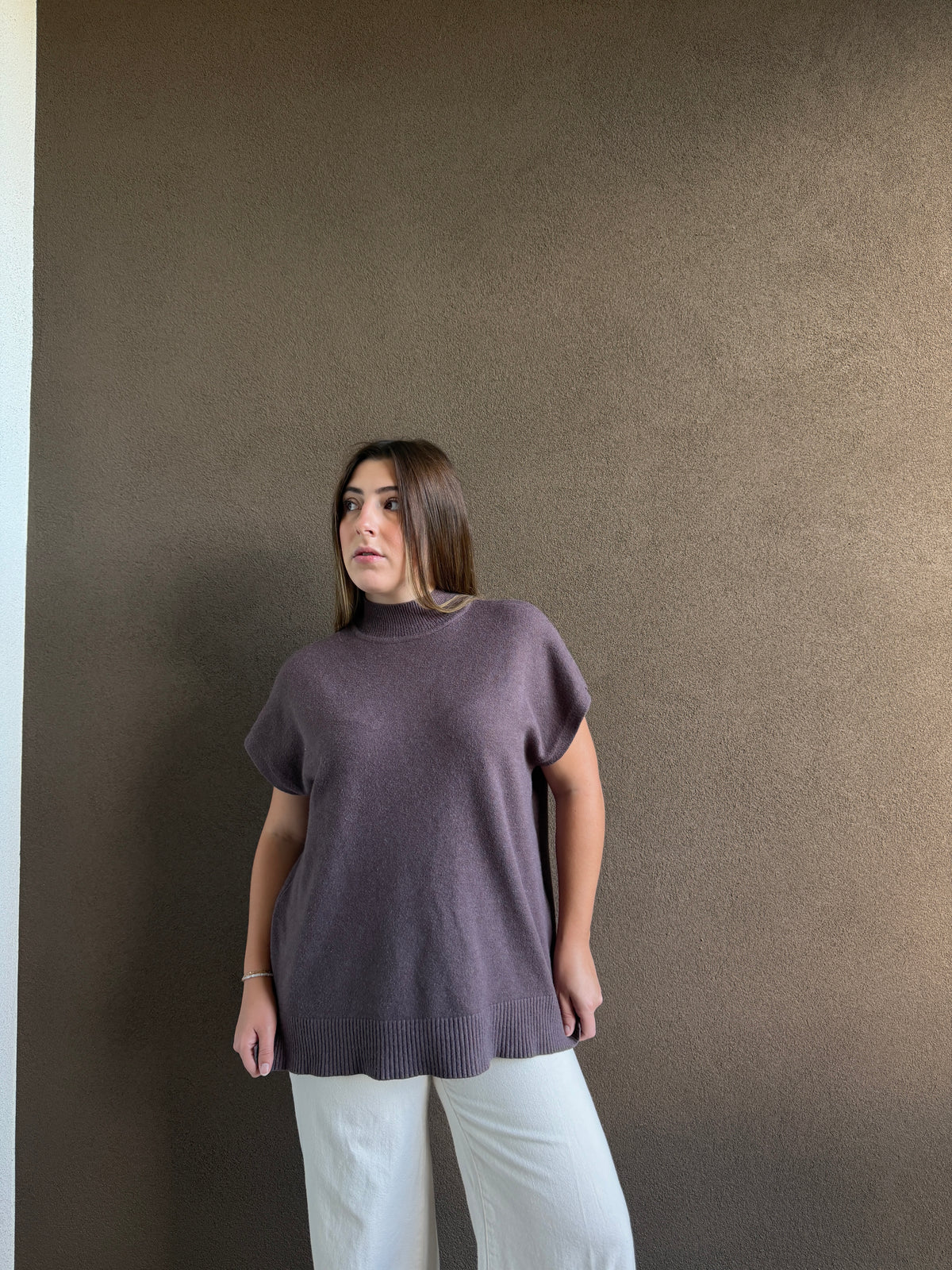 Ash Brown Cap Sleeve Top (L)