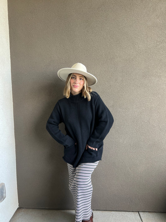 Black Vintage Pocket Sweater (OS)