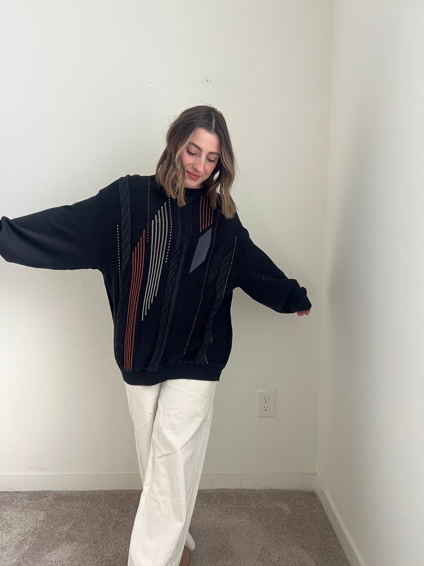 Black Patterned Sweater (L)