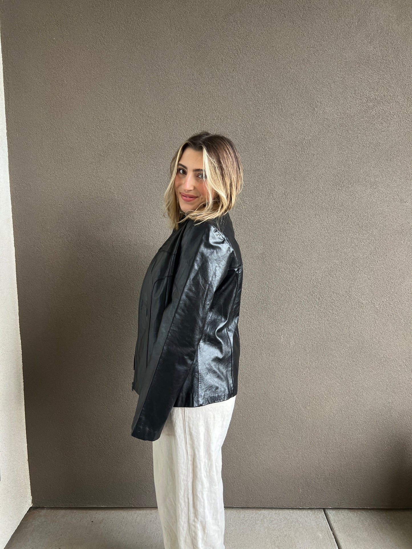 Leather Zip Up Jacket (M)