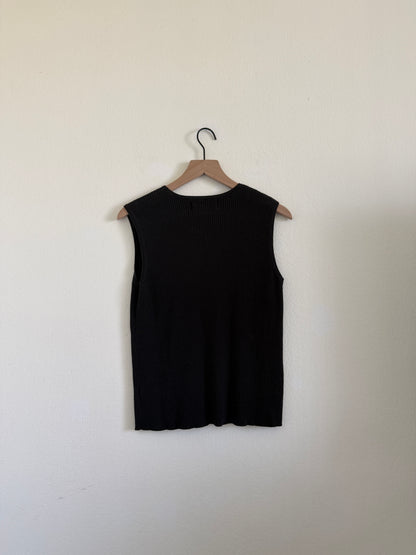 Black Ribbed Tank (L)