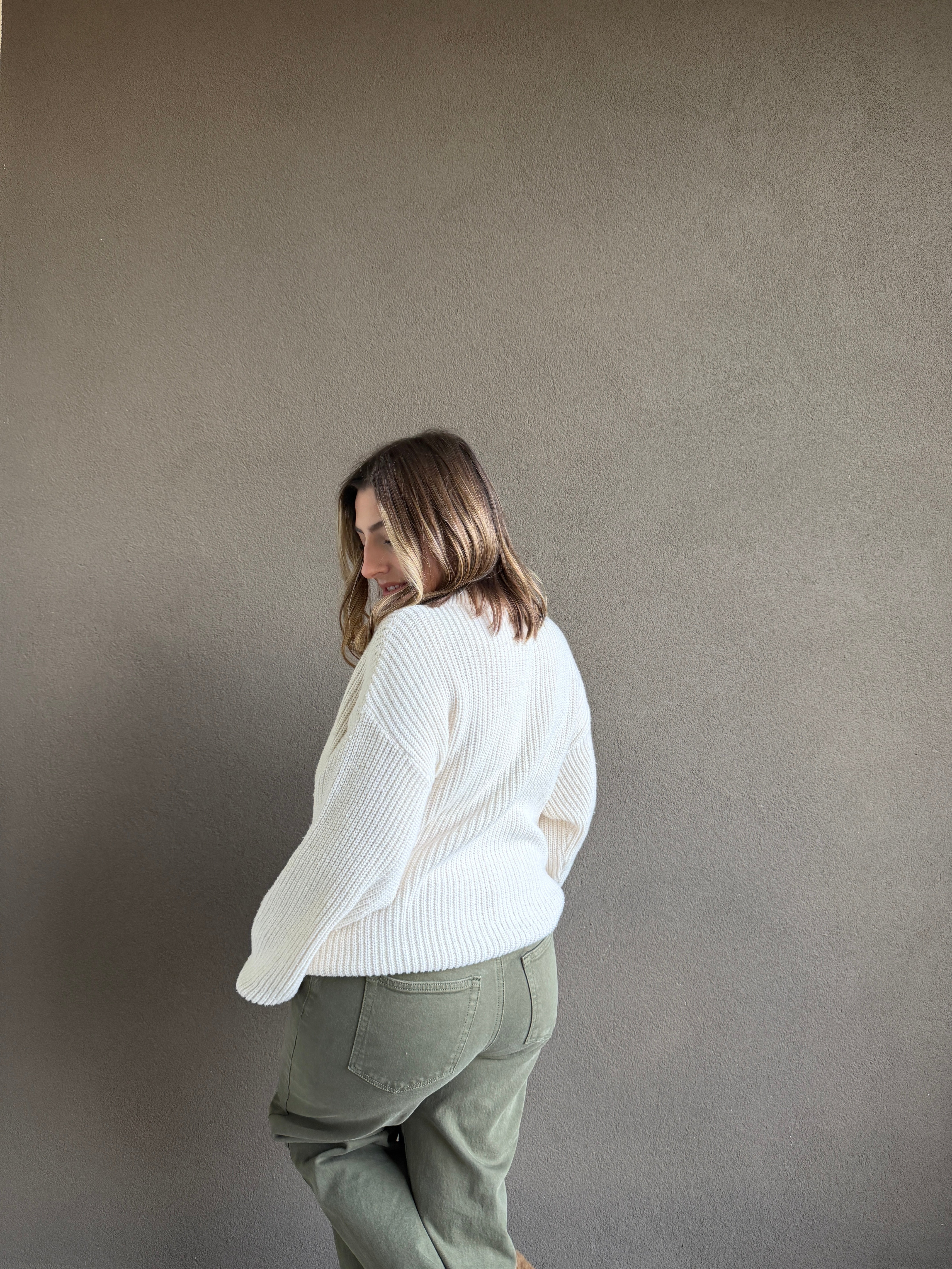 Vintage Cream Pocket Sweater (S)