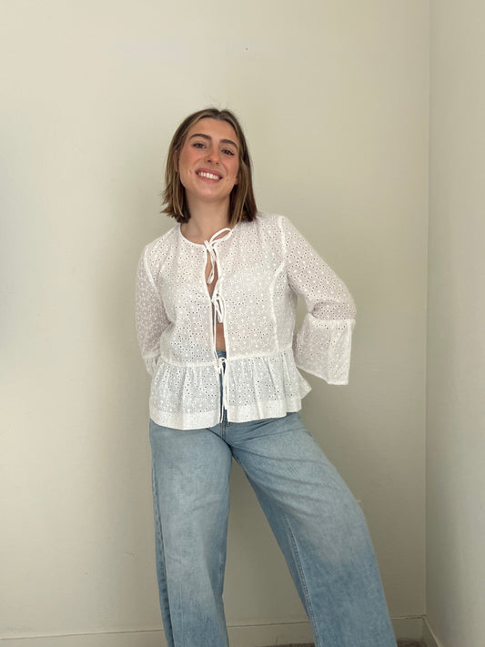 Eyelet Tie Up Blouse (M)