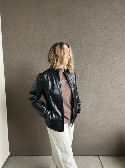Leather Zip Up Jacket (M)
