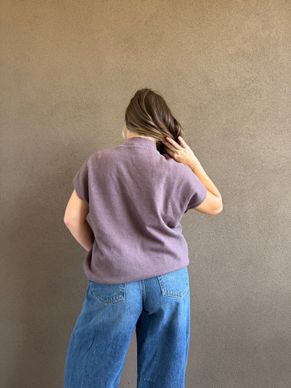 Ash Brown Cap Sleeve Top (L)