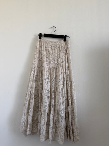 Beige Floral Maxi Skirt (S)