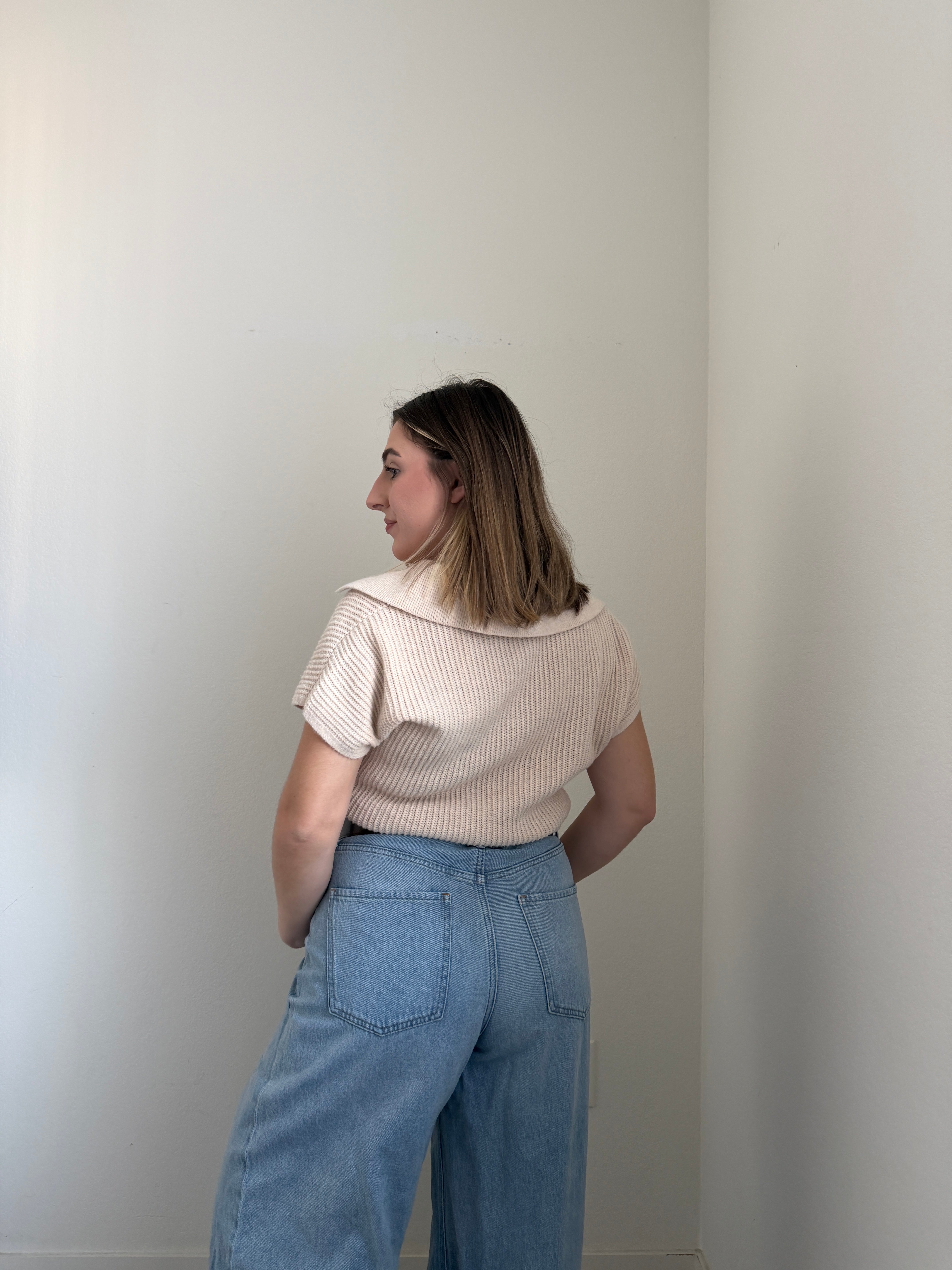 Collared Knit Blouse (S)