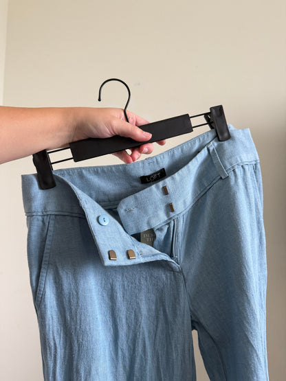 Blue Low Rise Linen Trousers (30"W)
