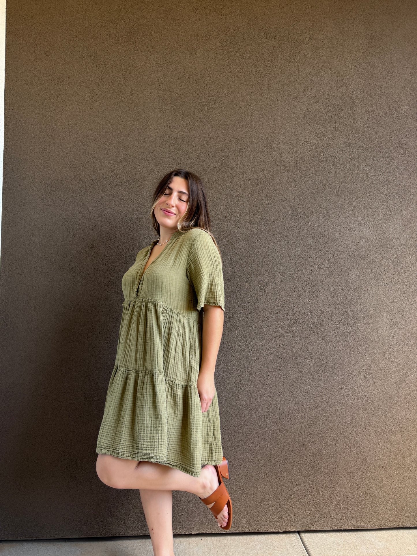 Anthro Gauzey Green Dress (XS)