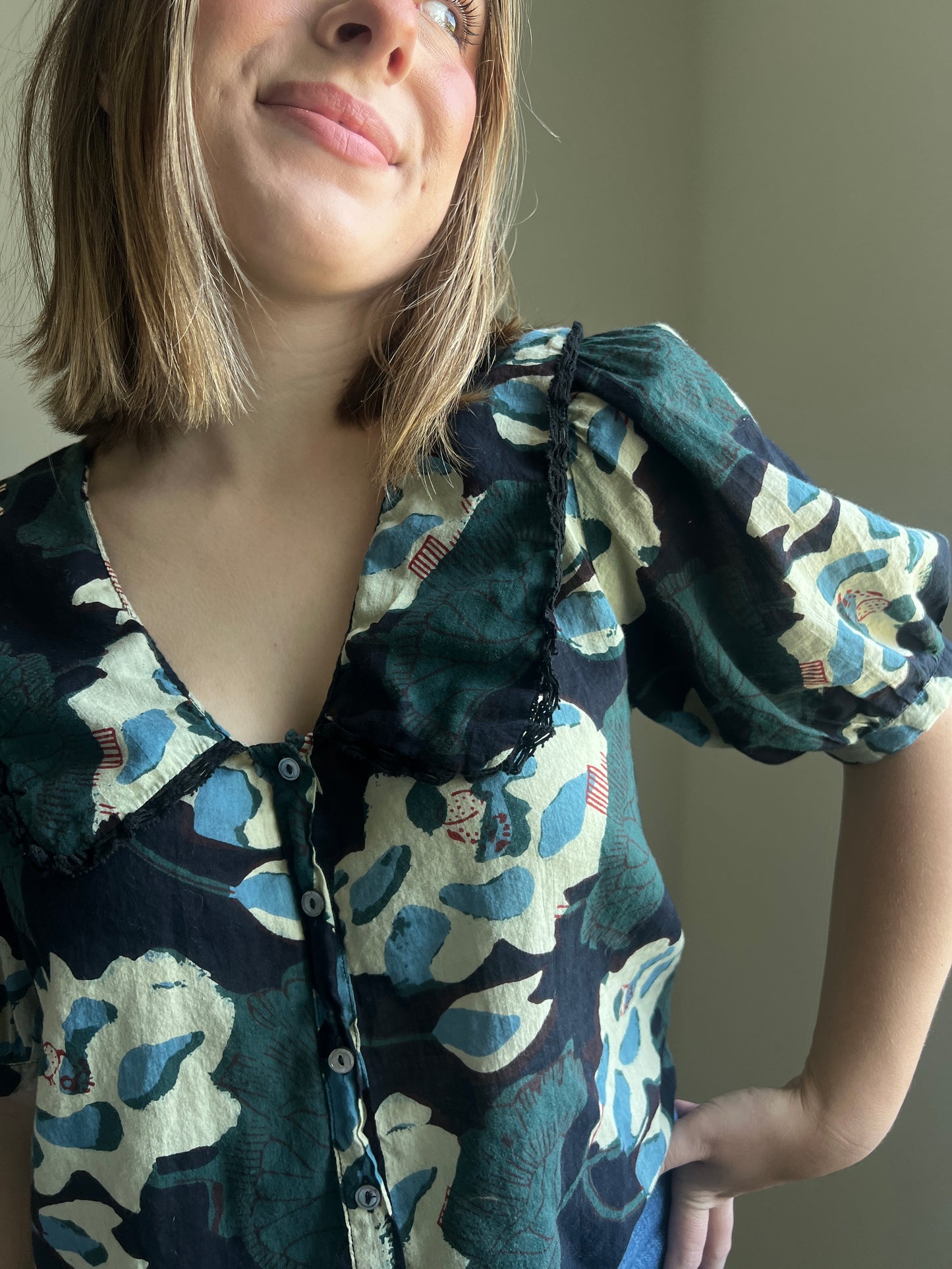Printed Collared Blouse