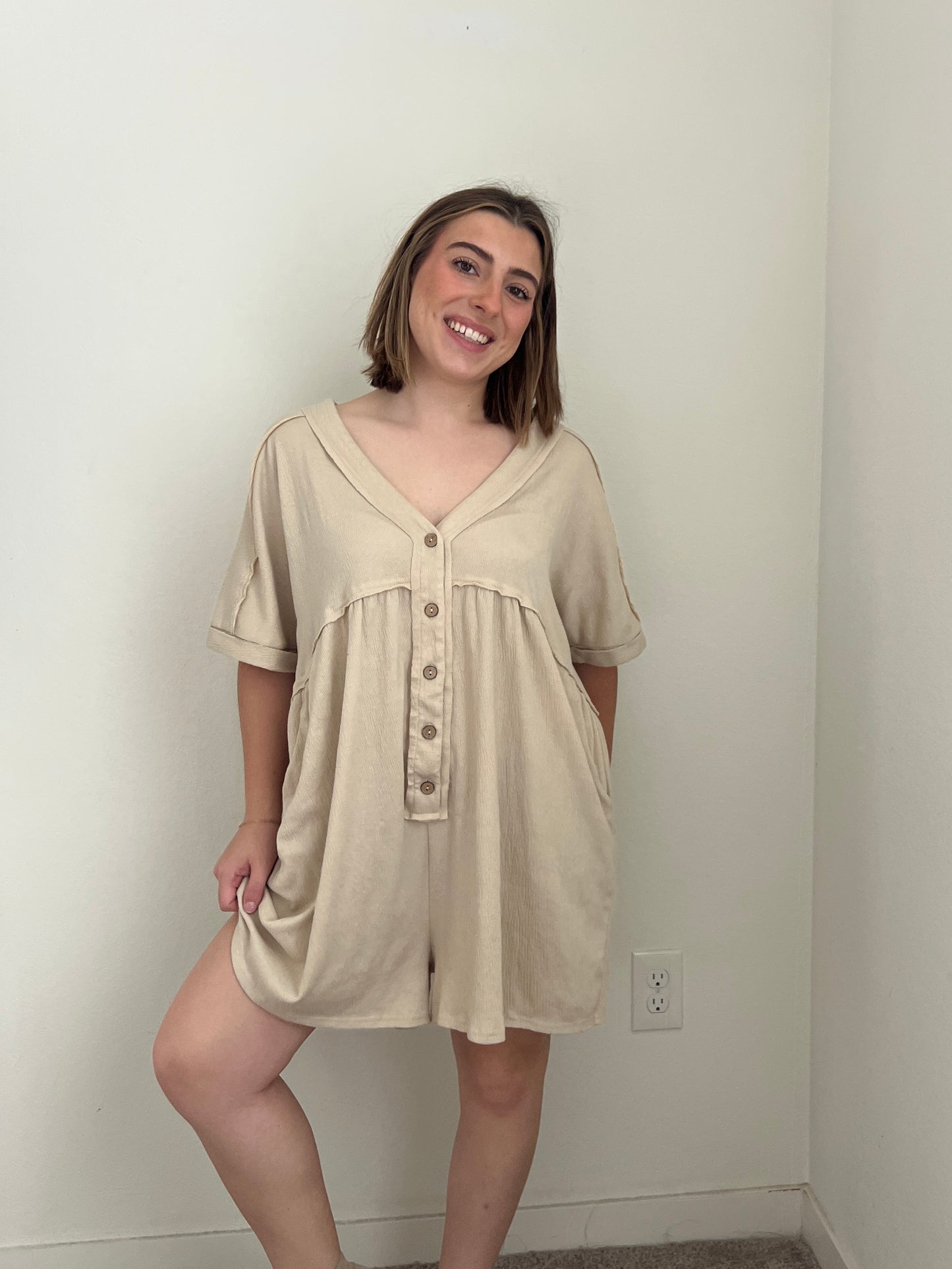 Cream Relaxed Romper (L)