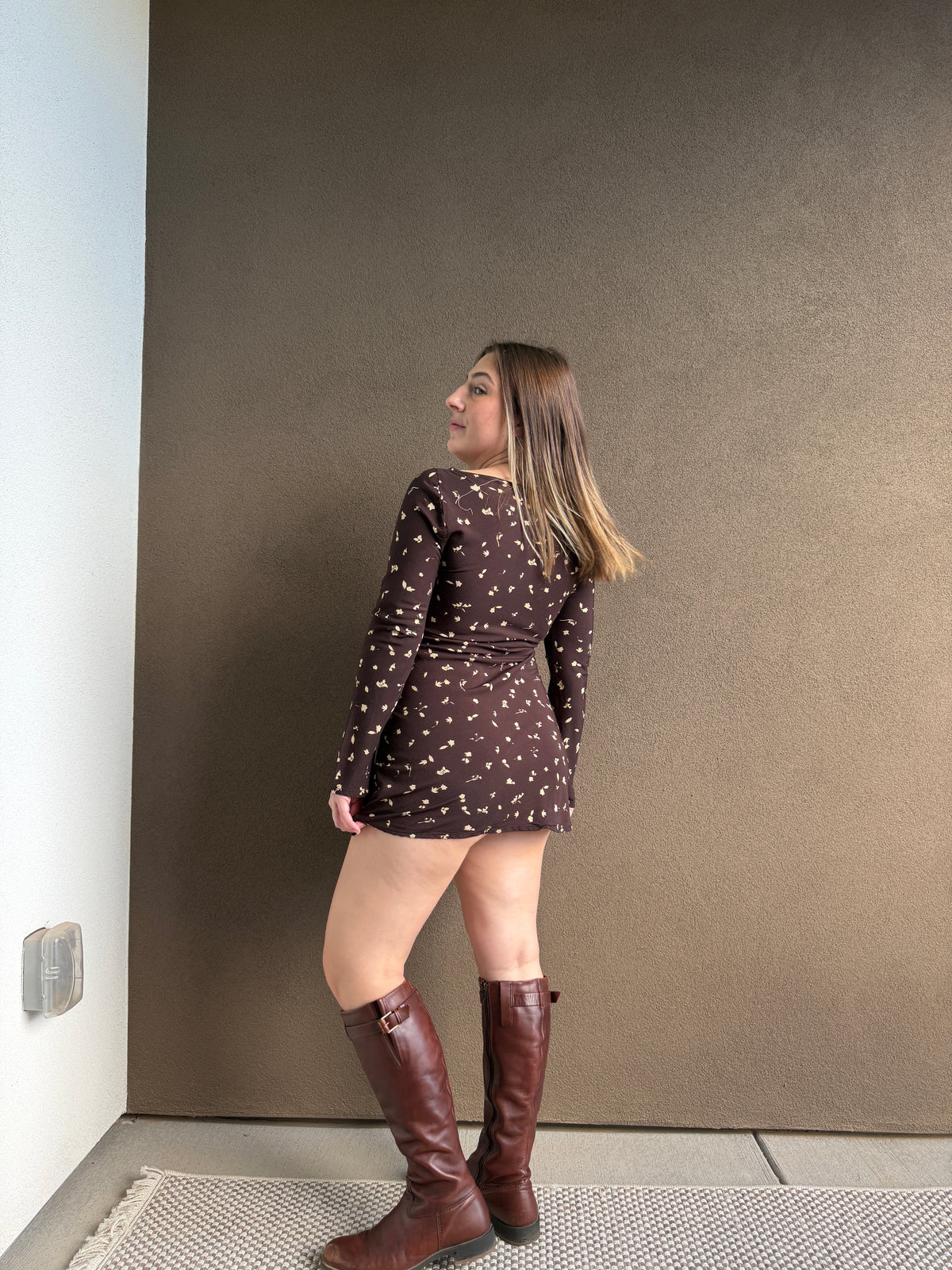 Faithfull Brown Floral Mini Dress (2)