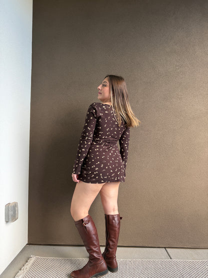 Faithfull Brown Floral Mini Dress (2)