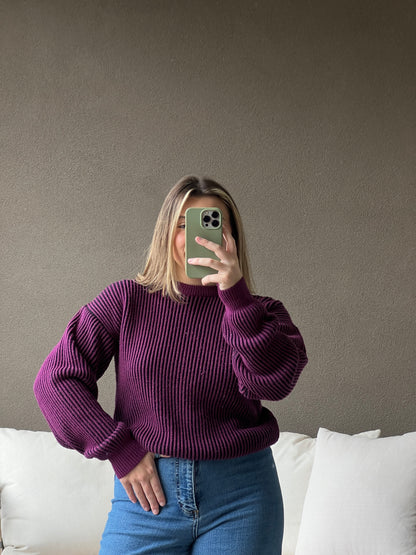 Purple Ribbed Sweater (M)