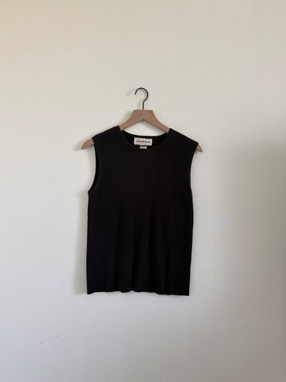 Black Ribbed Tank (L)