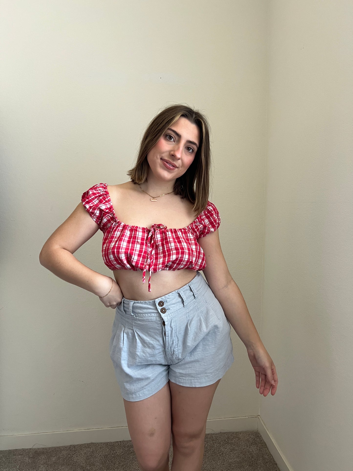 Sky Linen Blend Shorts (XS)