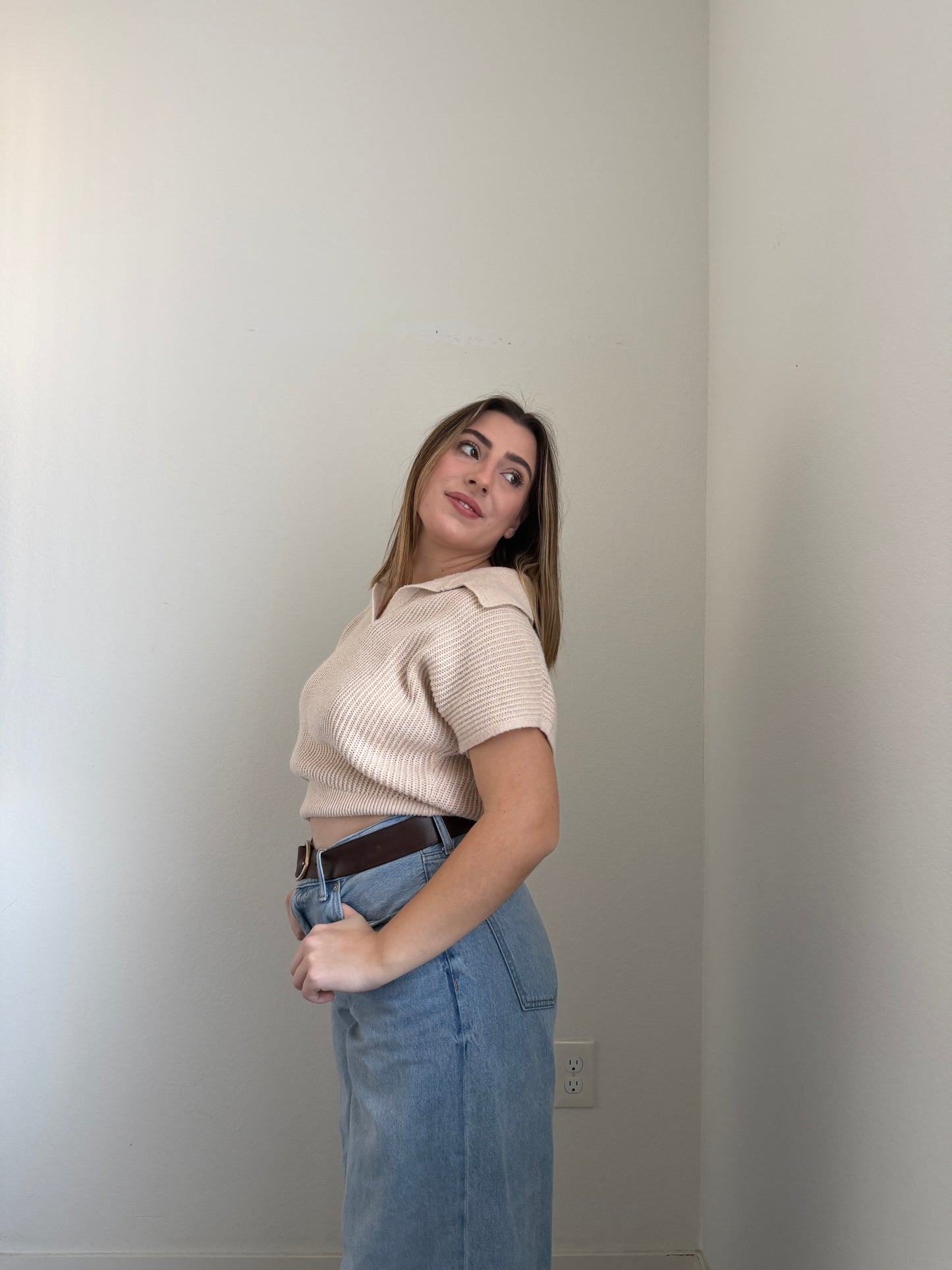 Collared Knit Blouse (S)