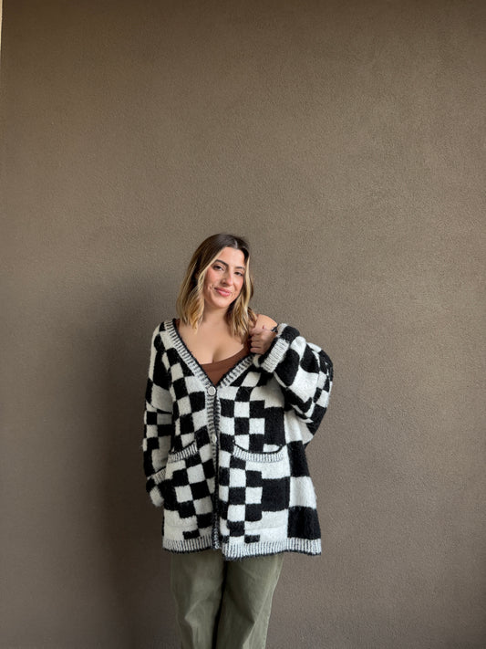 Checkered Cozy Cardigan (S)