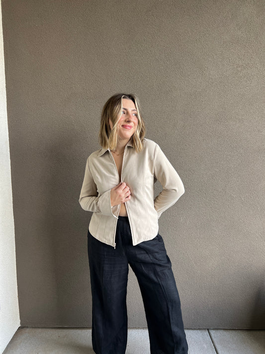Sandy Faux Suede Zip Up (PS)