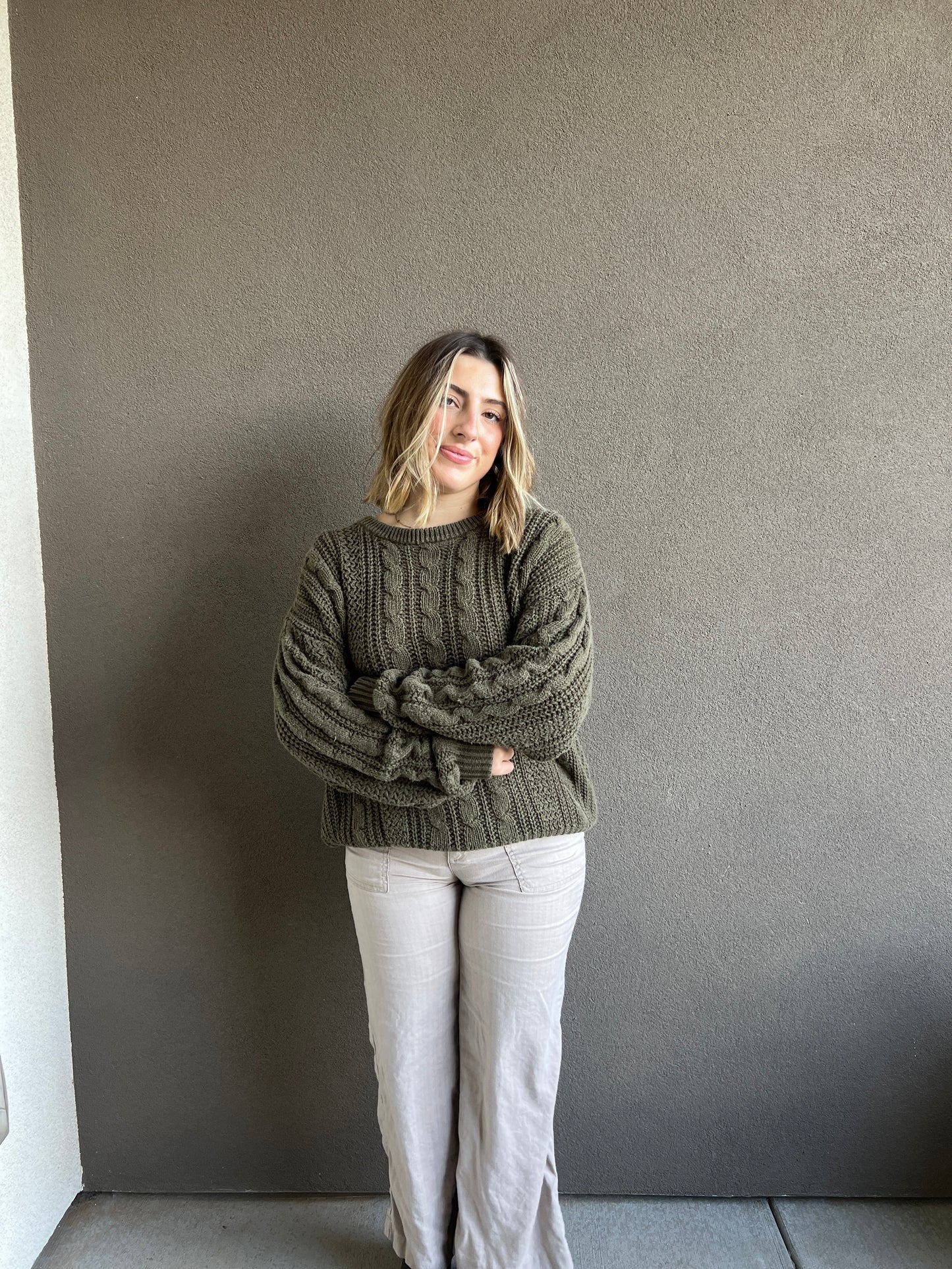 Vintage Moss Chunky Sweater (M)