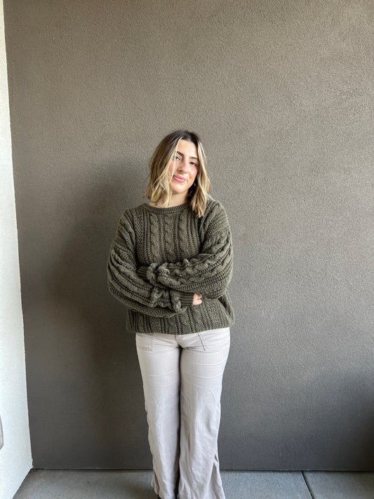 Vintage Moss Chunky Sweater (M)