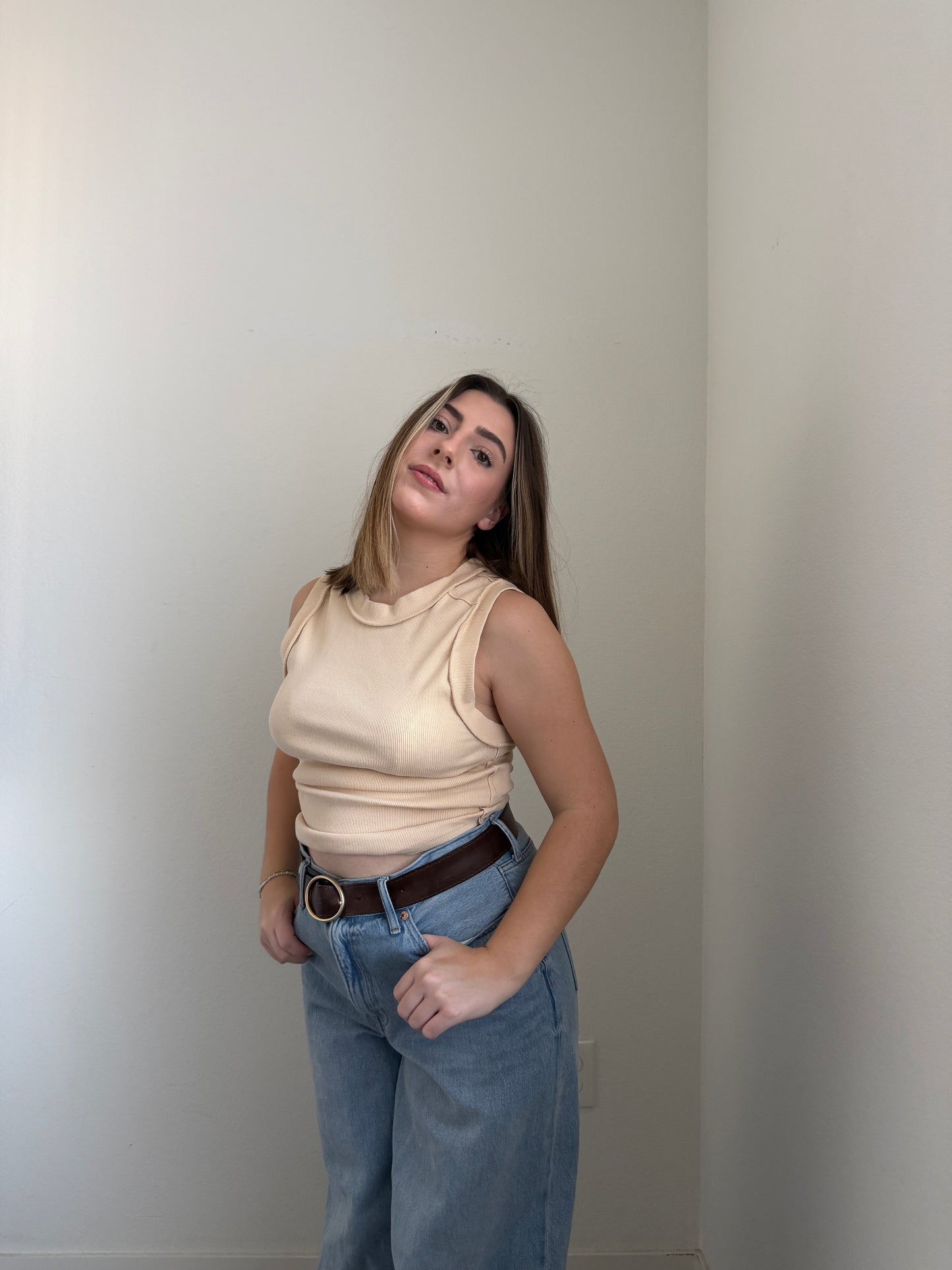 Beige Free People Tank (M)