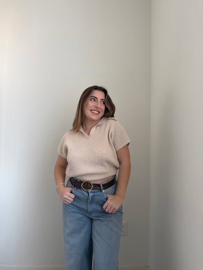 Collared Knit Blouse (S)