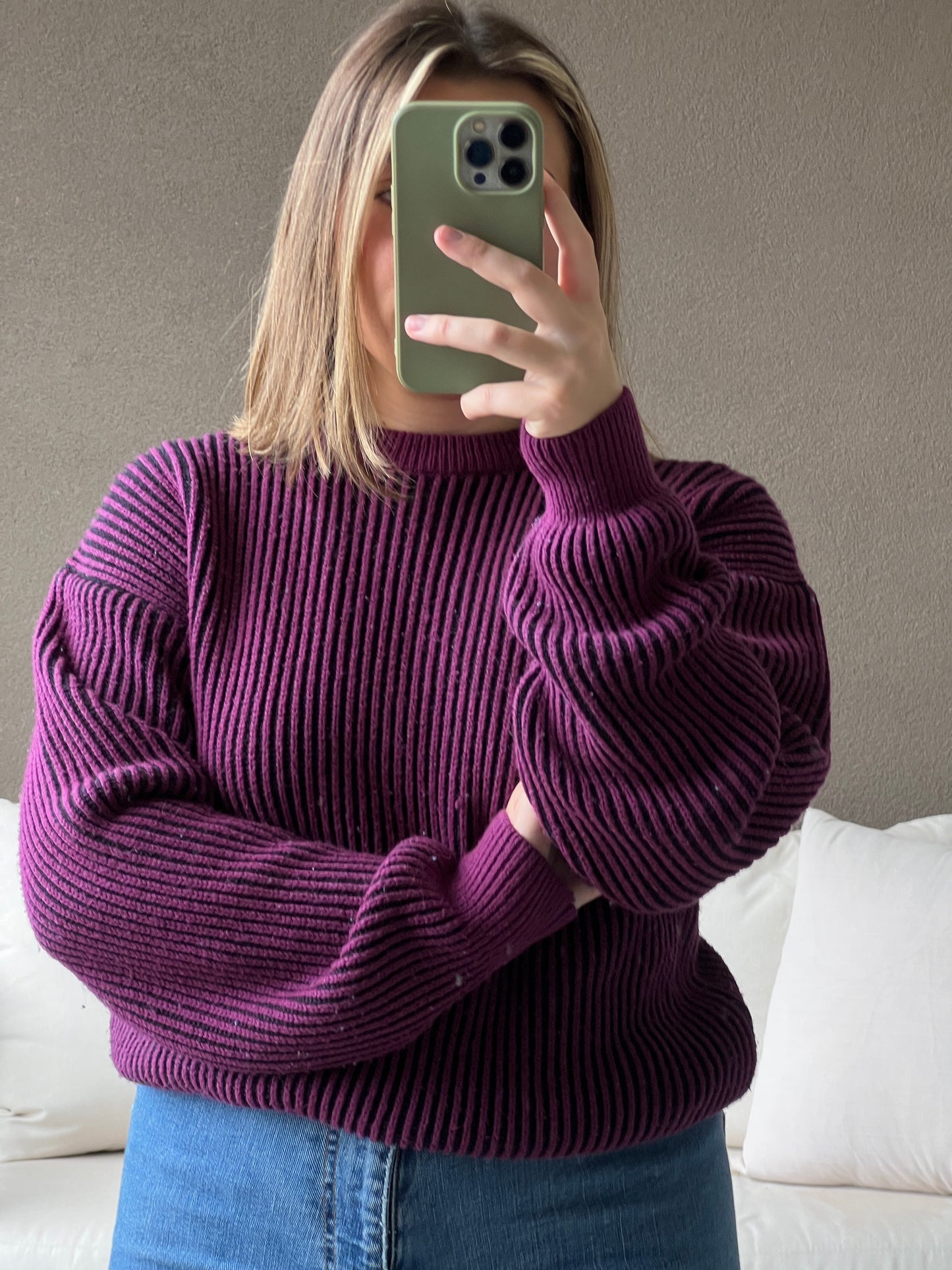 Purple Ribbed Sweater (M)
