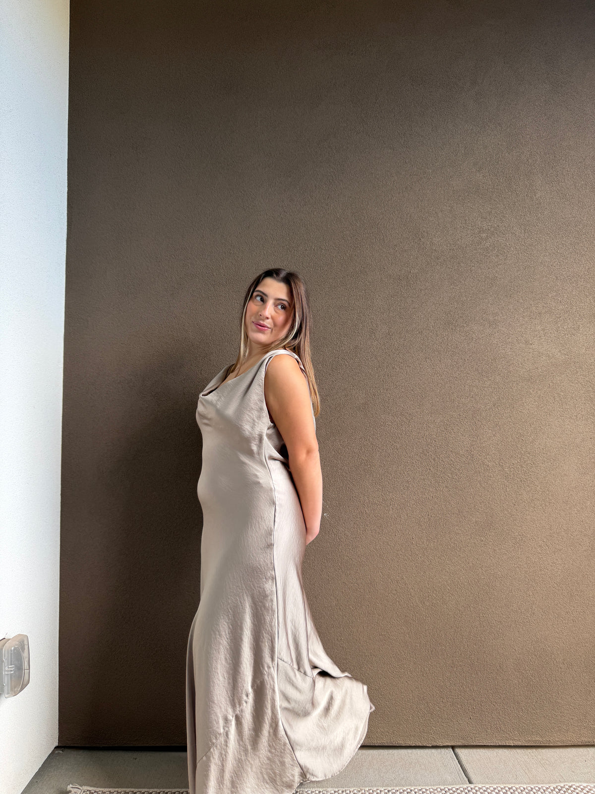 Satin Maxi Dress (L)