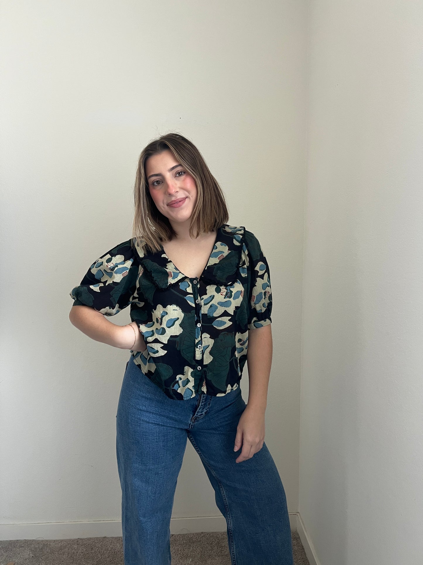 Printed Collared Blouse