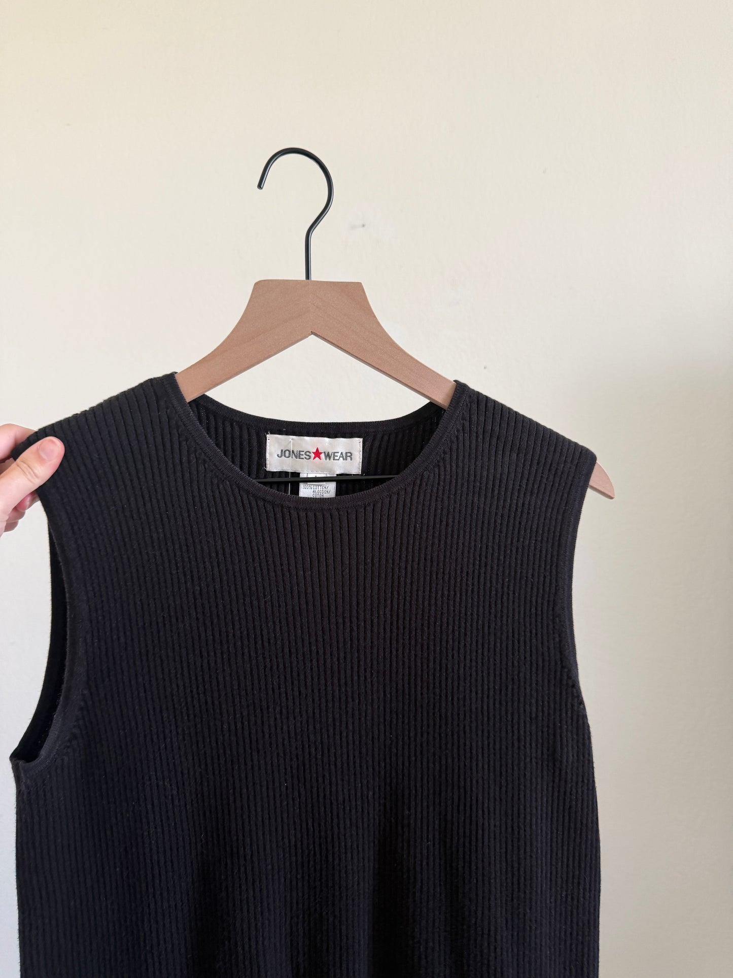 Black Ribbed Tank (L)