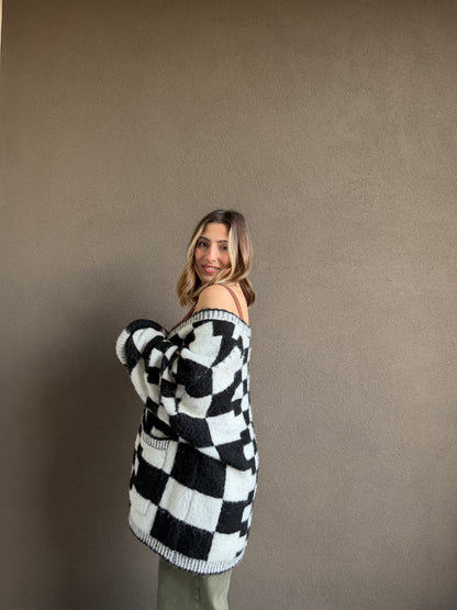 Checkered Cozy Cardigan (S)