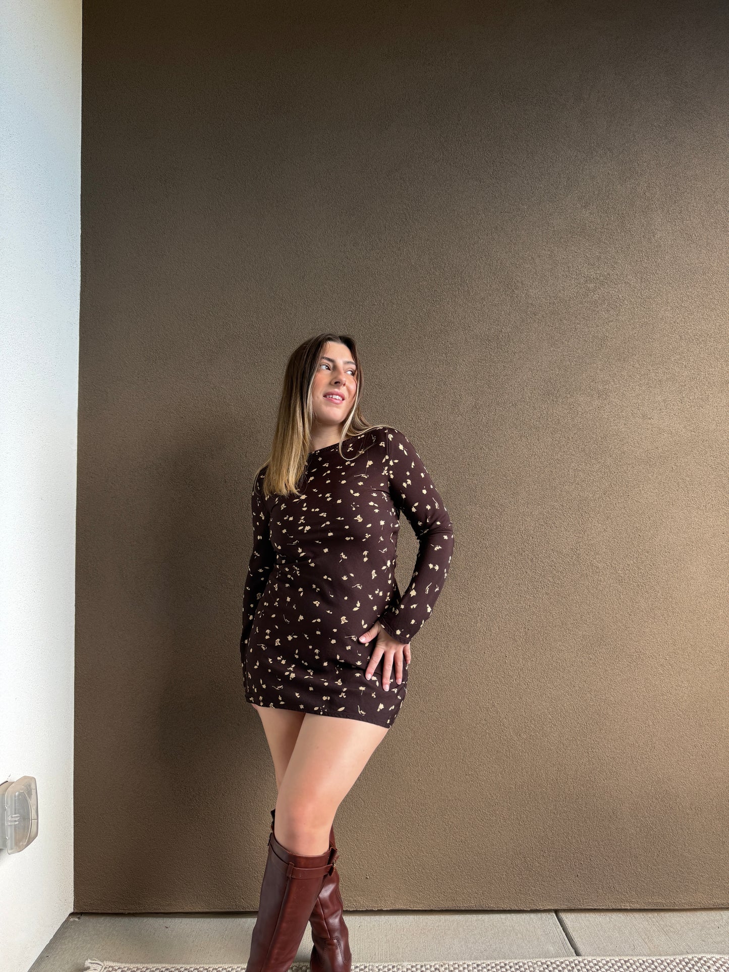 Faithfull Brown Floral Mini Dress (2)