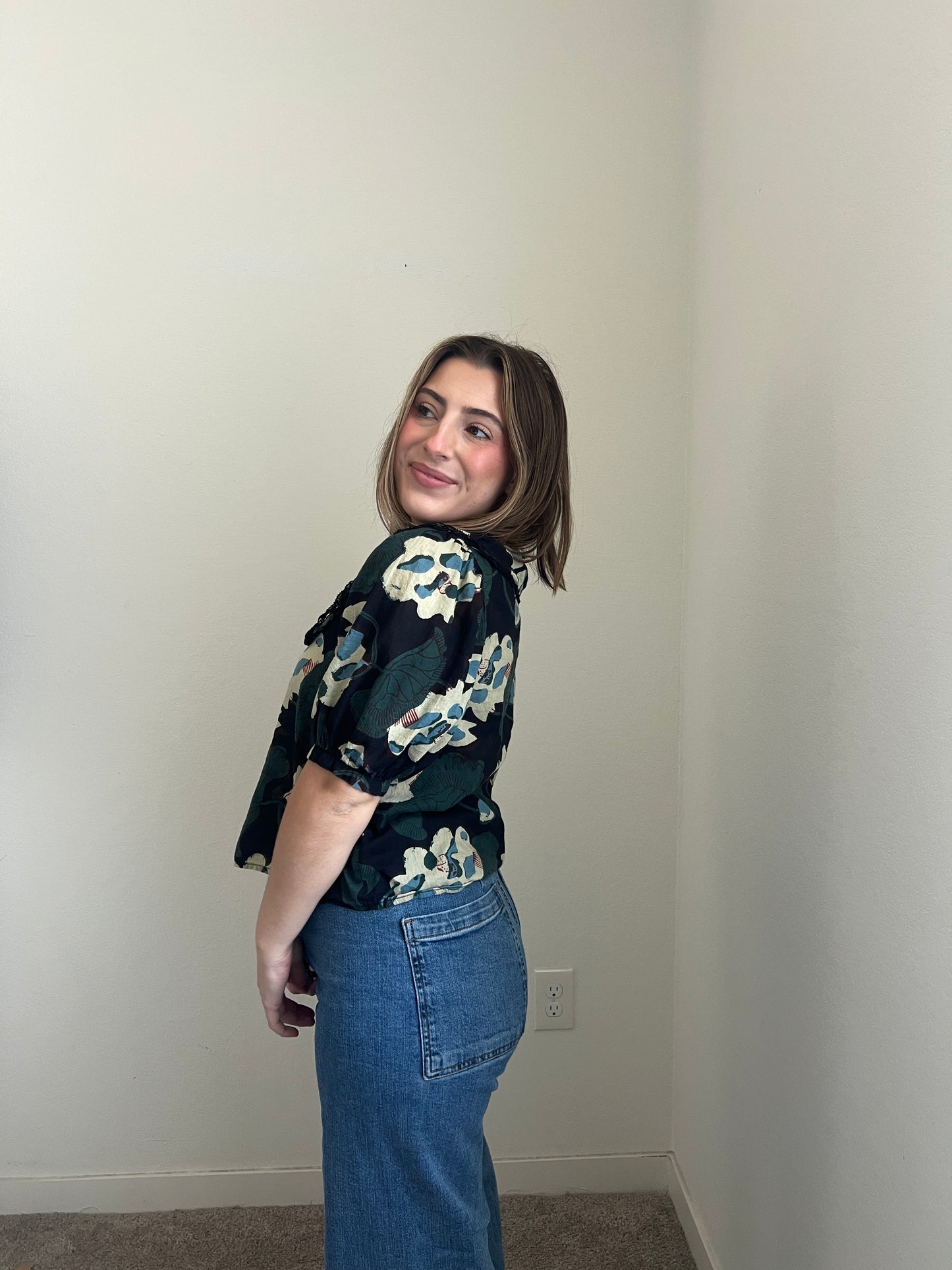 Printed Collared Blouse