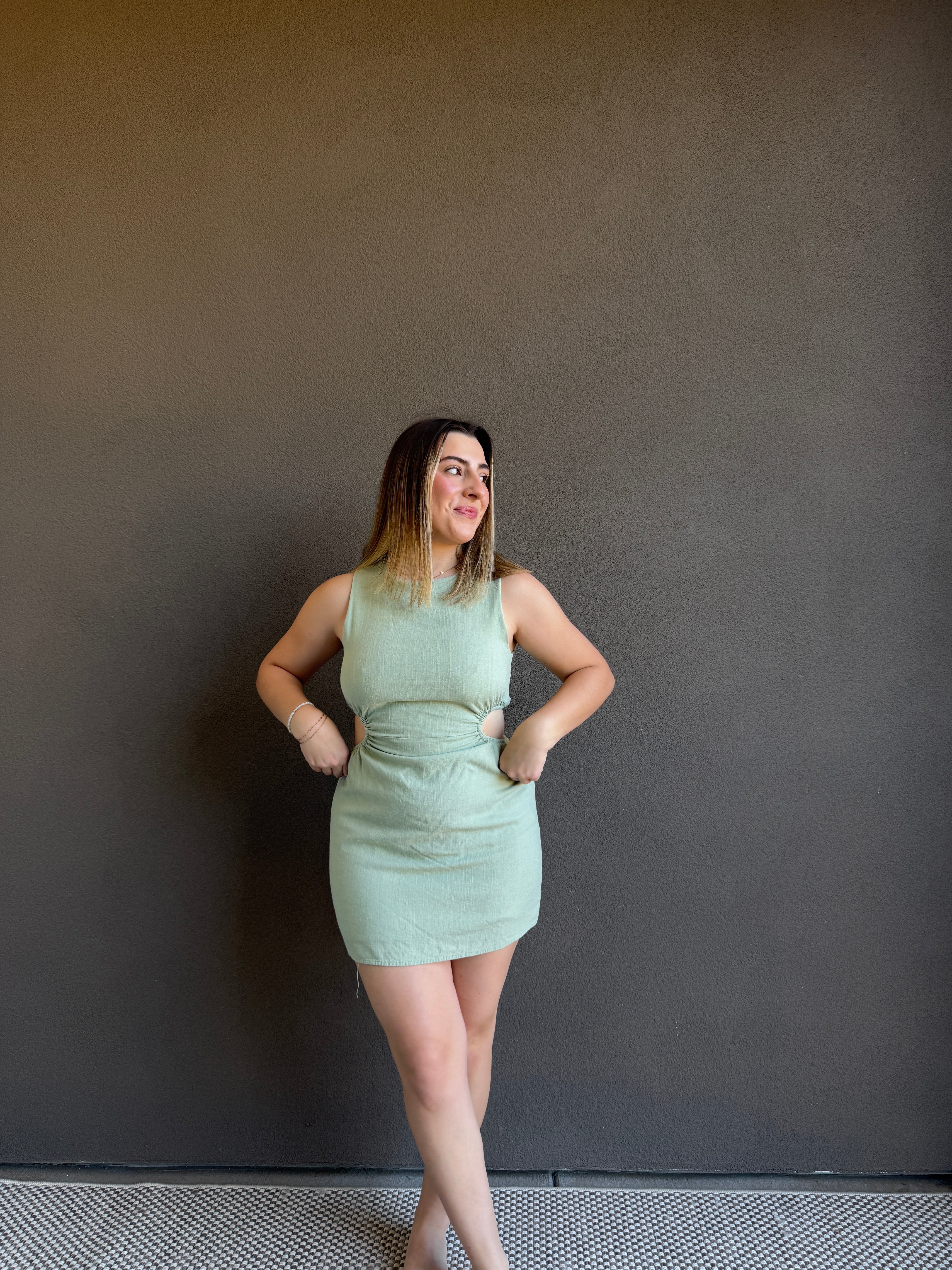 Sage Cut-out Mini Dress (8)